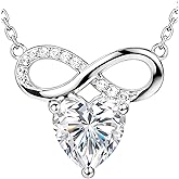 SOULVAYA Moissanite Pendant Necklace for Women – 925 Sterling Silver Necklace for Women Heart Infinity Pendant, Dainty Silver Jewelry Gift Box for Mom Wife Girlfriend – Birthday Anniversary