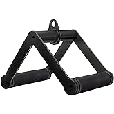 Howffite Double D Row Handle Cable Attachment for Weight Workout, Steel with Non-Slip Rubber Grip (Black)