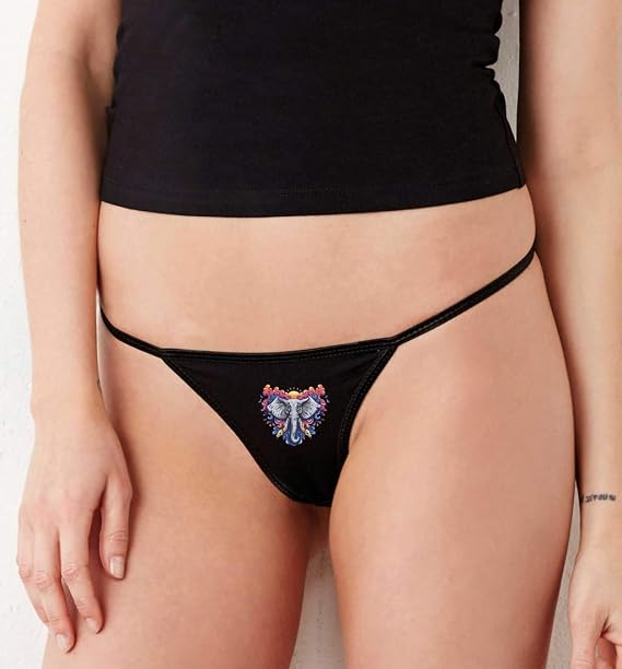 Druckerlebnis24 String Tanga - Elefant Yoga Tattookunst Indianer - Slip