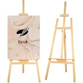 DJAR Wooden A-Frame Art Easel Stand for Painting, Signs &amp; Posters | Holds Canvas up to 41.7", 0-20&deg;Angle Adjustment, Drawing &amp; Art Display, Folding Design, Ideal for Students, Adults, Beginners
