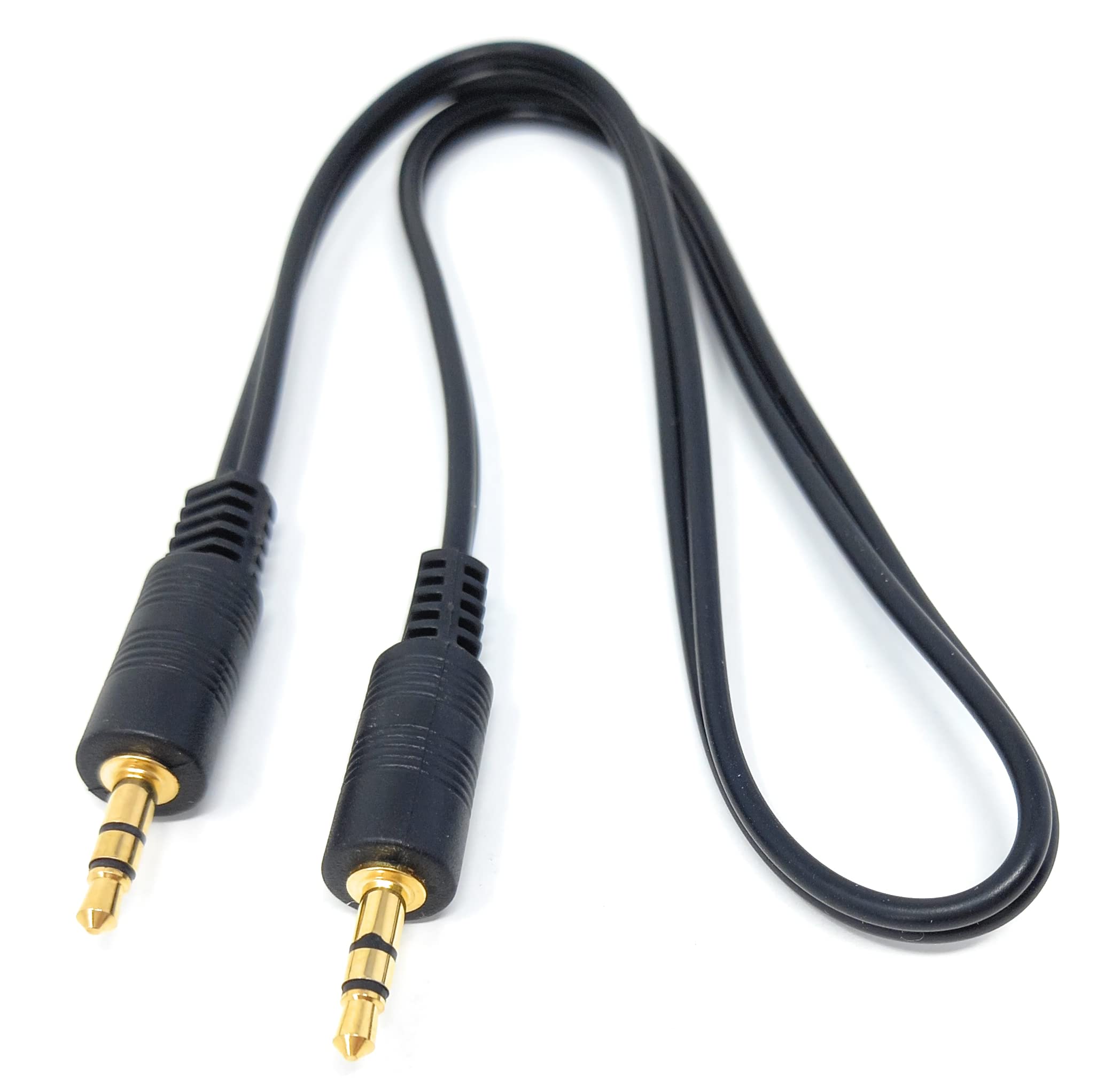DRUT 50cm short 3.5mm to 3.5mm Stereo Audio AUX Cable Gold Connectors, Small 3 pin Jack to Jack Speaker Lead 1.6ft Black
