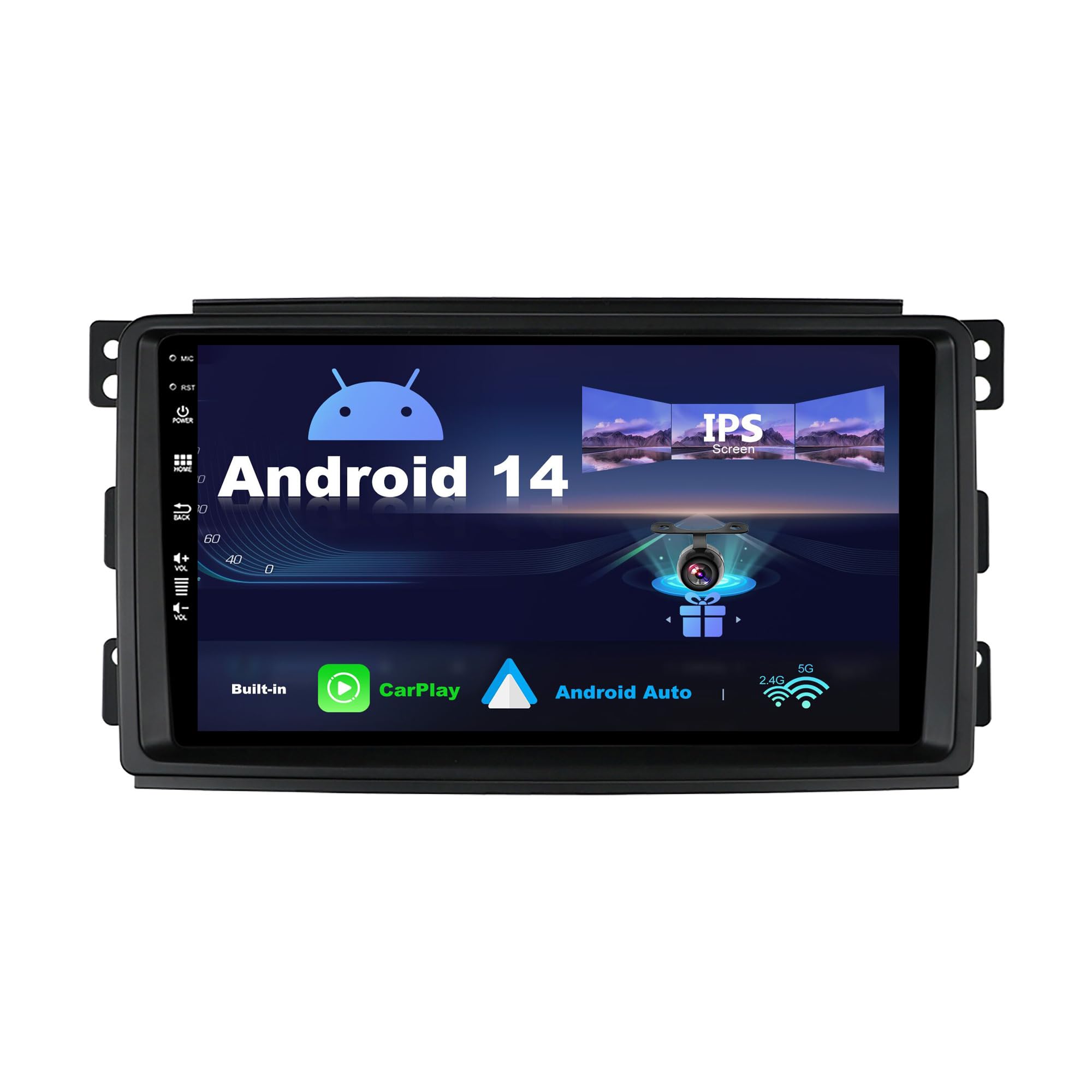 SXAUTO Android 12 IPS Car Stereo For Benz Smart fortwo 451 (2005-2010) - 2G+32G - Wireless CarPlay/Android Auto - REAR Camera Free - 9 Inch 2 Din - DAB Steering Wheel 4G WiFi Fast-boot DSP Bluetooth
