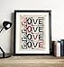 Love Love Love Love Typography Vintage Dictionary Art Print, Antique Wall Art Home Decor, Modern Boho Poster, Farmhouse Decoration Living Room Bedroom Office 8x10 Inches, Ready To Frame
