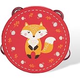 WoodenEdu Tambourines Musical Instrument for Kids Adults, 6 inch Red | Wooden Hand Held Drum Bell Tamborine with Birch Metal Jingles Percussion Hand Tambourine Gift for KTV,Party,Game