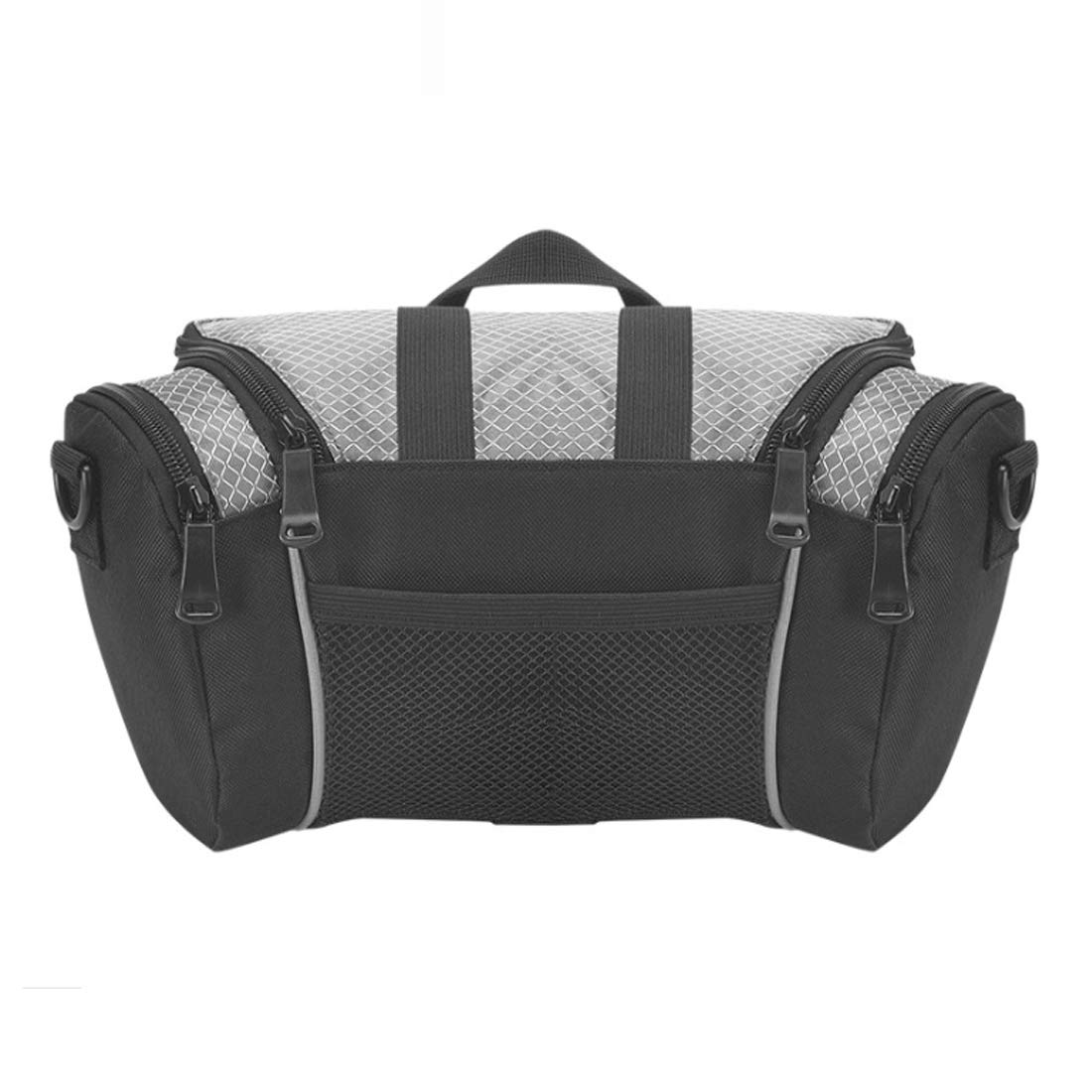 XPhonew Bike Basket, Bicycle Handlebar Bag Front Frame Pack Bike Top Tube Pouch Pannier Accessories Bicycle Cycling Package with Shoulder Strap for Mountain Road MTB Bike (Black & Gray)