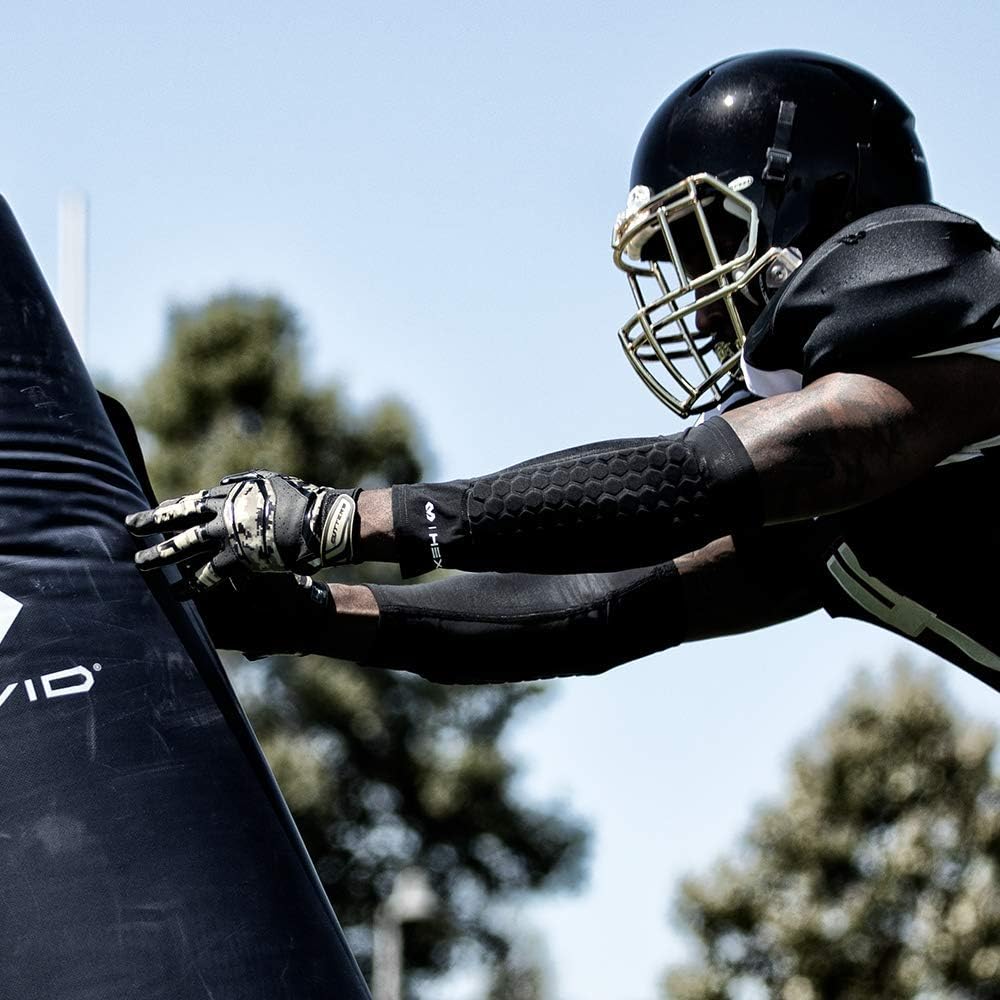 McDavid Hex Padded Forearm Compression Sleeve for Football & Contact Sports, Moisture Wicking to Keep You Dry & Cool, Includes 2 Sleeves: Sports & Outdoors