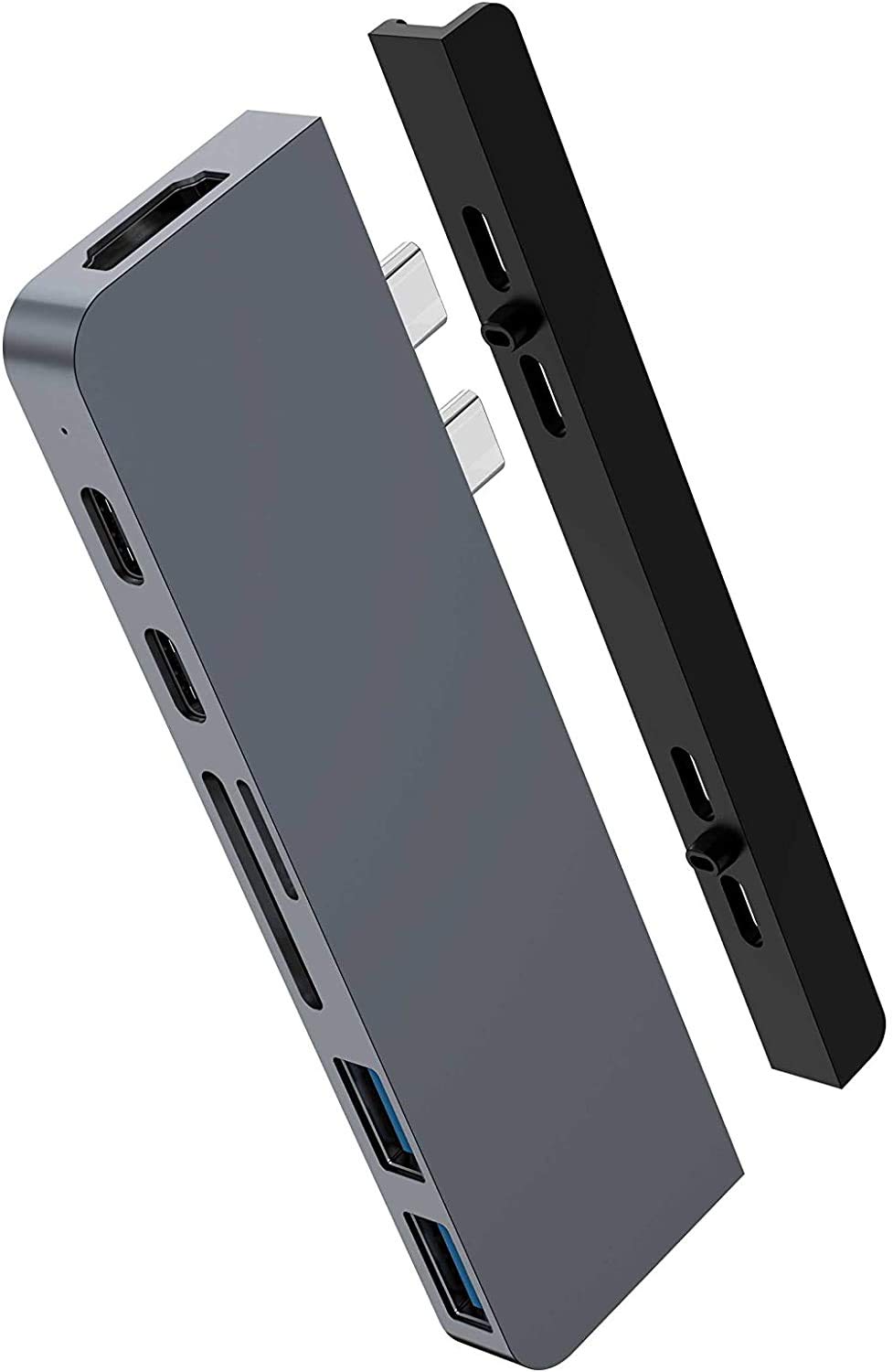Hyper - New HyperDrive DUO 7-in-2 Hub - USB-C For MacBook Pro / Air - HDMI 4K60Hz HDR, USB-C 40Gbps 100W PD, USB-C 5Gbps 60W PD, MicroSD/SD 3.0 UHS-I 104MB/s, 2 x USB-A 5Gbps - Space Gray