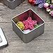 6-Pack of 8 Ounce Metal Box Square Rectangle Storage Tin Container Set with Large Clear Window Lids 3.6 x 3.6 Inches base x 2.4 inches tall