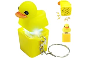 Duck Quacking Fidget Toy - Duckys Duck Keychain with Quacking Sound & Colorful Lights, Portable Duck Quacking Keychain for St