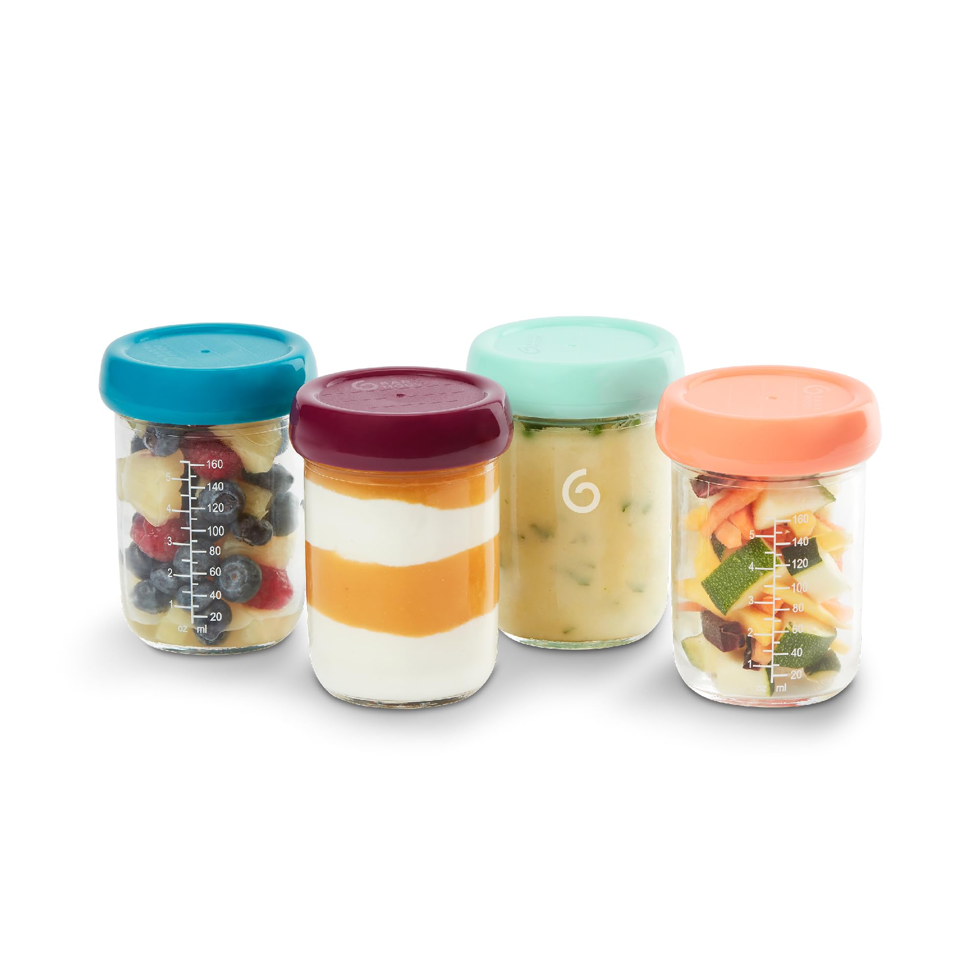 Photo 1 of Babymoov Baby Glass Food Jars, Set of 4 (8oz Each) BPA-Free Storage Containers, Leakproof Lids, Microwave, Freezer & Dishwasher Safe, Baby Registry Essential