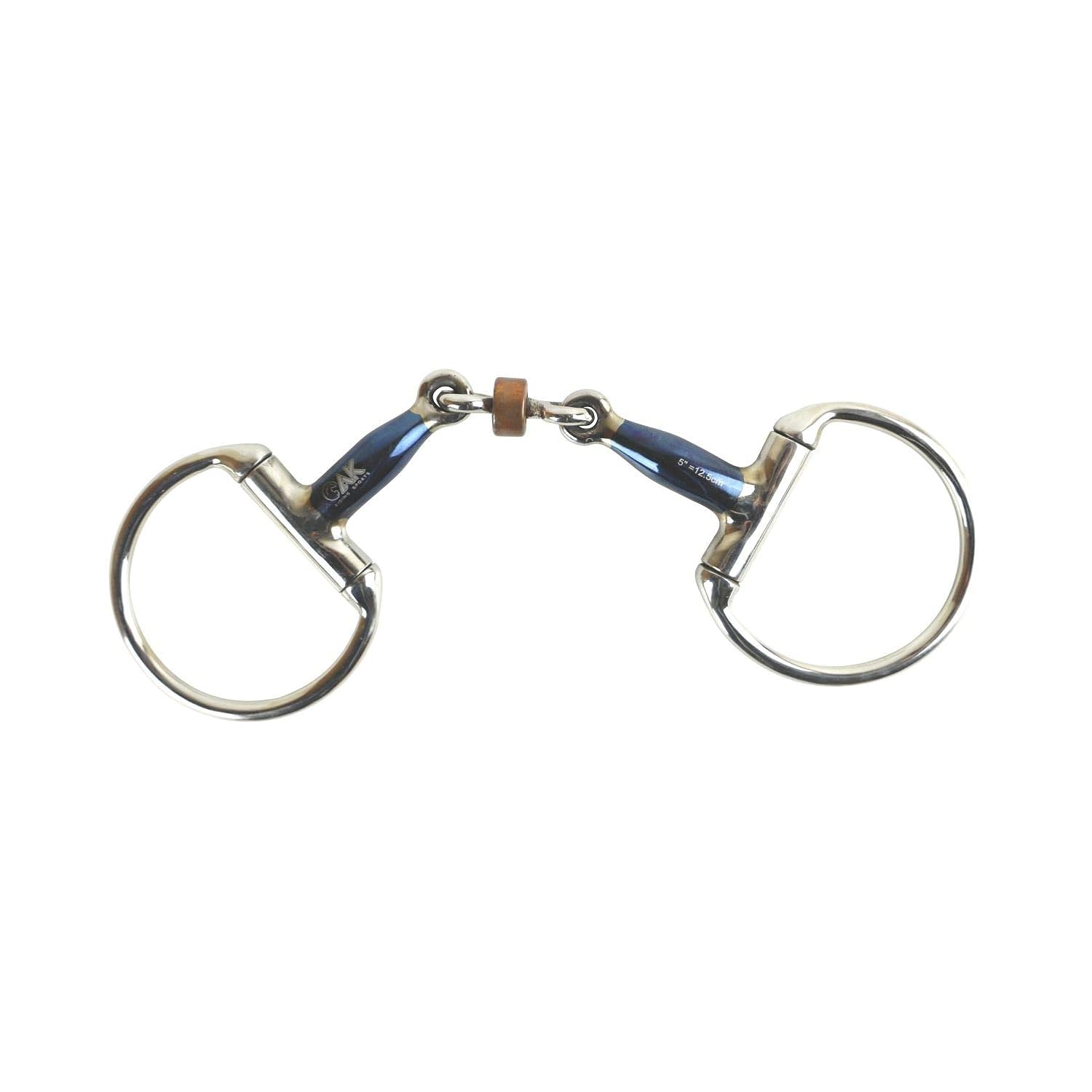 AK Sweat Iron Eggbut Double Jointed Lozenge with Cooper Roller Horse Riding Bits (5.50'', Blue-Silver) - Image 3