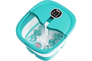 HOSPAN Collapsible Foot Spa Electric Rotary Massage, Foot Bath with Heat, Bubble, Remote, and 24 Motorized Shiatsu Massage Balls. Pedicure Foot Spa for Feet Stress Relief