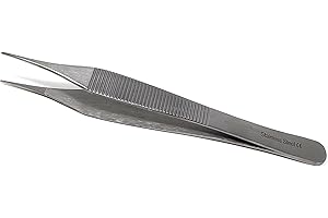 Stainless Steel Adson Forceps Lab Tweezers with Wide Handle Grip and Narrow Serrated Tips