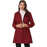 Allegra K Women's Winter Classic Outwear Overcoat with Pockets Single Breasted Pea Coat