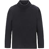 CUNYI Boys Girls Turtleneck Long Sleeve Soft Cotton T-Shirts Solid Color Warm Tee Tops