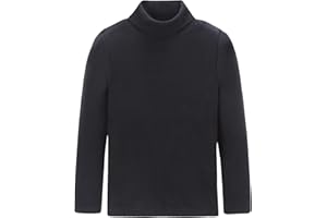 CUNYI Boys Girls Turtleneck Long Sleeve Soft Cotton T-Shirts Solid Color Warm Tee Tops