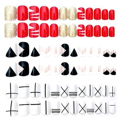 Xinlie Künstliche Nägel zum Aufkleben Kunstnägel zum Aufkleben Fake Nails Selbstklebende Nagelfolien als Einfache & Zeitspare