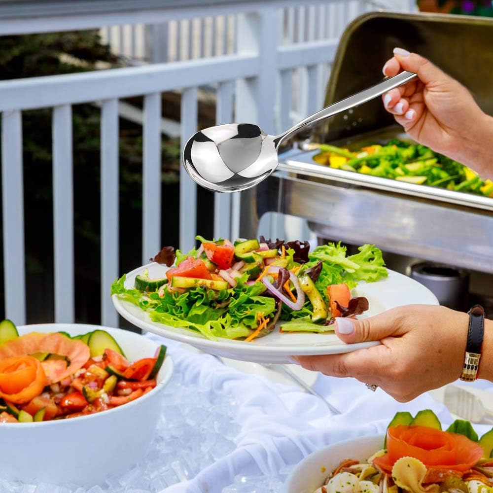 Vareone 4 Pieces Serving Spoons Set, Includes 2 Large Buffet Serving Spoons and 2 Soup Ladle Spoon Serving Ladles - Image 3