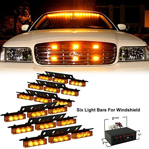 DIYAH 54 LED High Intensity LED Light Bar Law Enforcement Emergency Hazard Warning Strobe Lights For Interior Dash Windshield (Amber)