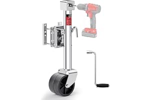 FZZD 2000lbs Trailer Jack with Dual Wheel, 20-24V Cordless Drill Compatible, 12" Lift, for RV Boat