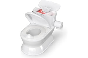 CheerTry 2-in-1 Toddler Potty Training Toilet - Larger Potty Chair & Detachable Training Seat for Boys & Girls Ages 1-3 with Flushing Sound, Wipes Storage, Toilet Paper Holder