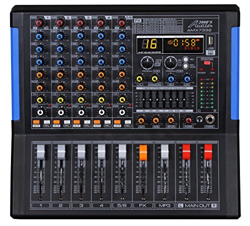 Professional Six-Channel Audio Mixer with USB Interface, Bluetooth, and DSP Sound Effects