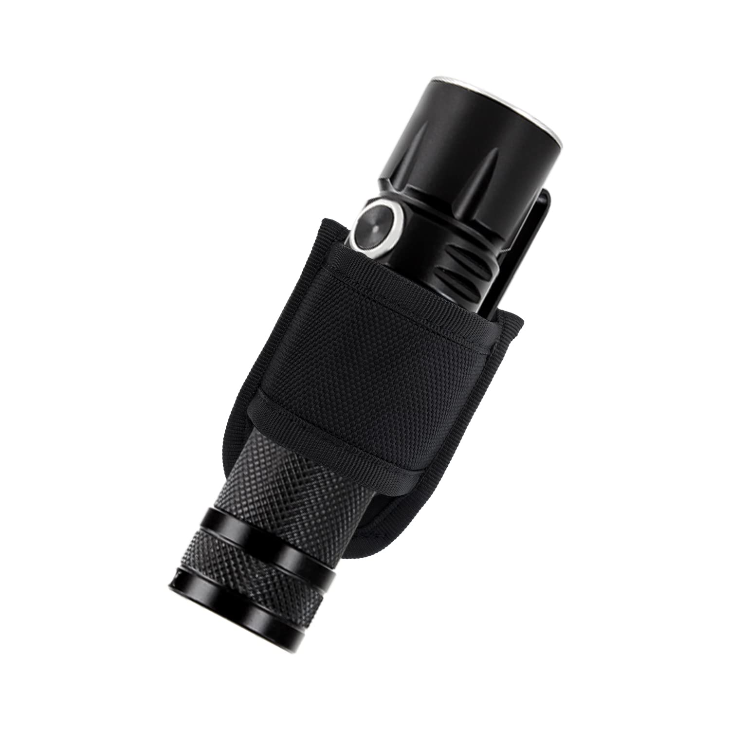 1pcs Duty Belt Flashlight Holster, Open Top D Cell Tactical Flashlight Holster Nylon Light Holster Pouch Handheld Flashlight Holder Torch Holder Fits 2inch, 2.25inch Work Belts (Black)