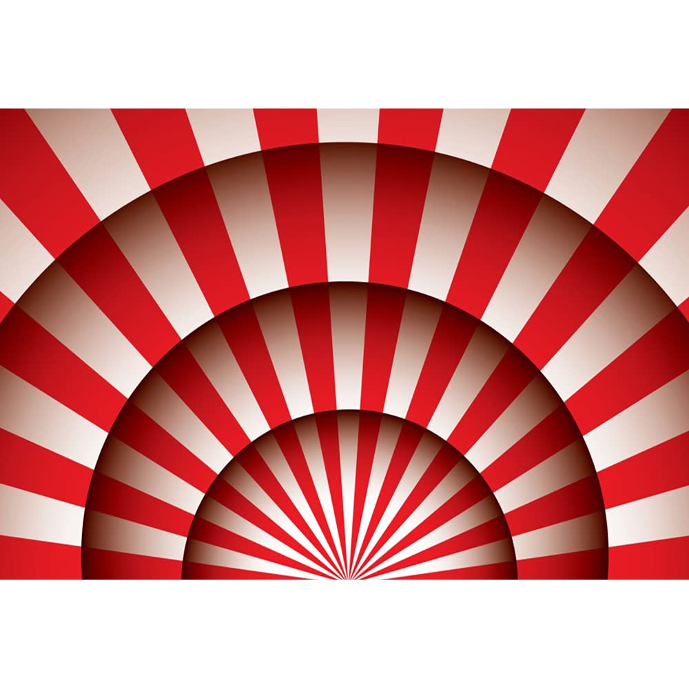 Aoihrraan 3x2m Circus Party Backdrop Red And White Stripes Big Top Circus Tent Photography Background Movie Theater Themed Party Hollywood Show Friend Kids Adults Portrait Photo Studio Props Vinyl