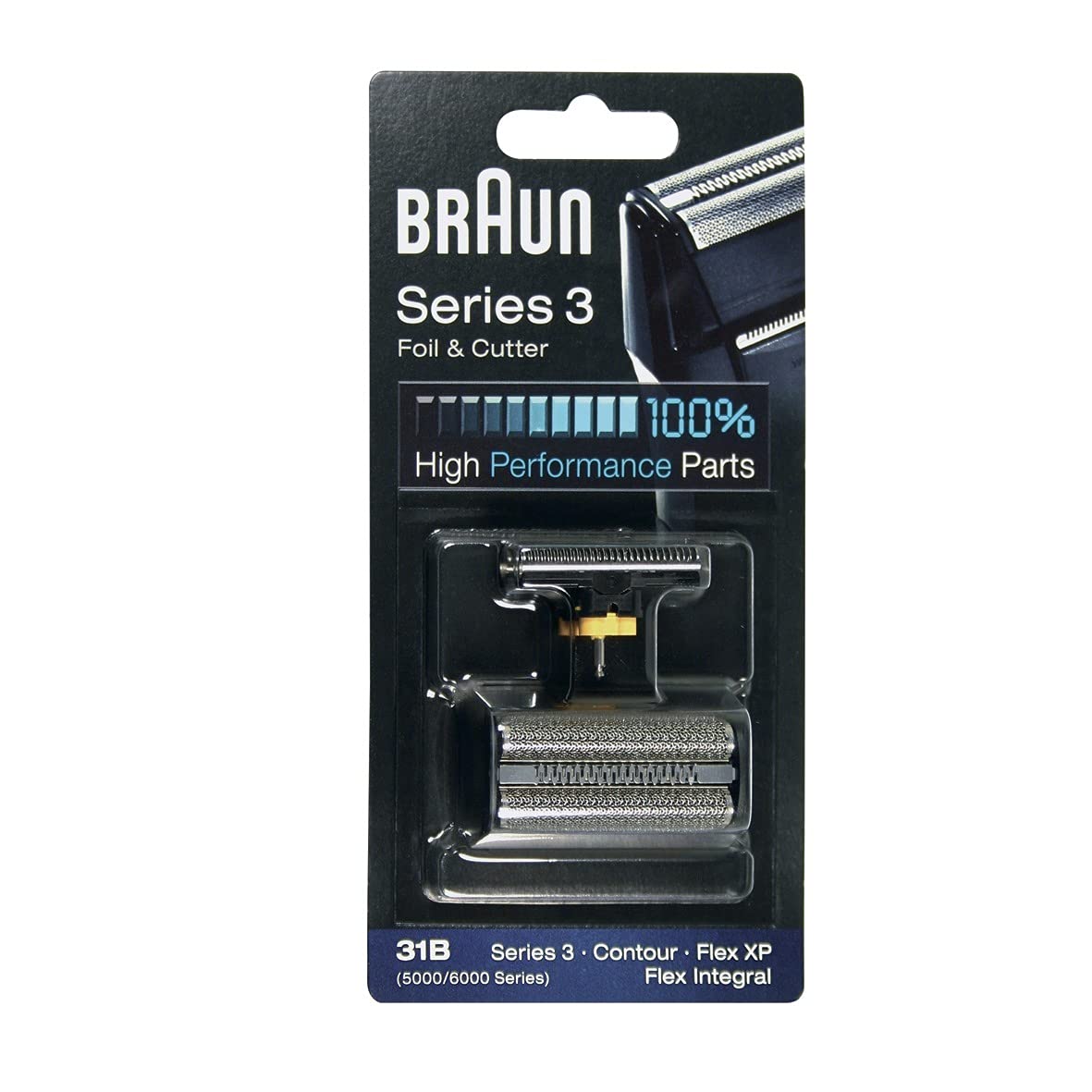 Braun electric shaver shaver part 31B, compatible with Series 3 razors (older generations, 5000/6000 series), Contour, Flex XP, Flex integral, black