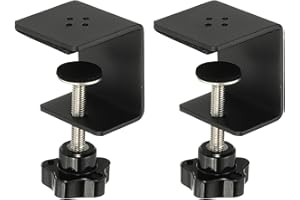 PATIKIL C Clamps, 2 Pcs Heavy Duty Metal Black Desk Clamp Adjustable Mounting Table Clamp with Protective Pad for Fixing Acry