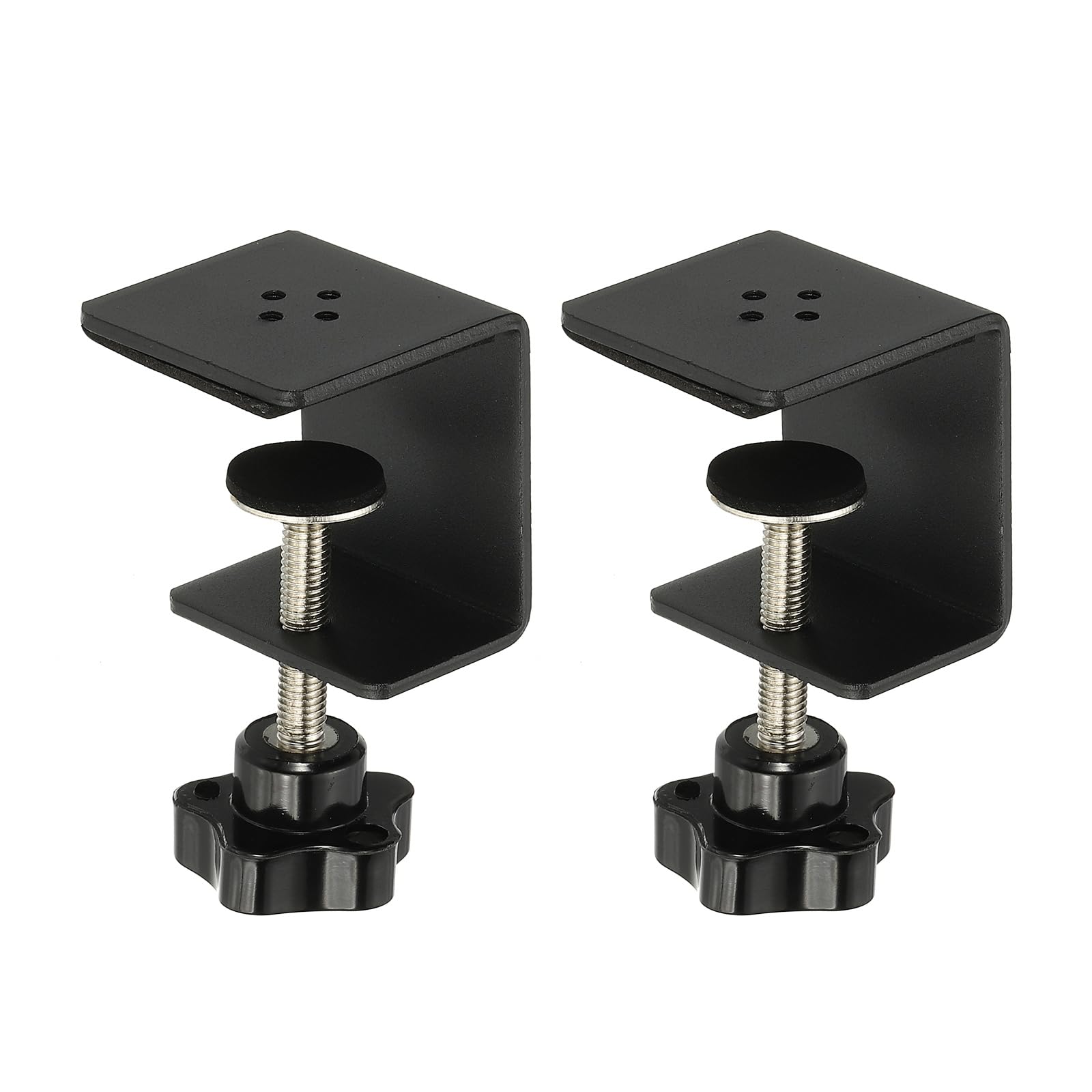 PATIKIL C Clamps, 2 Pcs Heavy Duty Metal Black Desk Clamp Adjustable Mounting Table Clamp with Protective Pad for Fixing Acrylic Glass Plastic Wood, Black