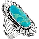 Turquoise Ring Sterling Silver 925 Genuine Gemstones Size 6 to 11