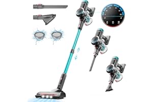 HOMPANY Cordless Vacuum Cleaner, 500W/40Kpa Stick Vacuum with Self-Standing, Max 60 Mins Runtime, Vacuum Cleaner for Home with LED Screen, Upgraded Floor Brush for Carpet/Pet Hair/Hardwood Floor