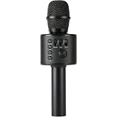 Core Innovations Wireless Bluetooth Karaoke Microphone with Built-in Speakers + HD Recording, Portable Handheld Mic | Black