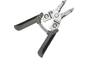 Wire Stripper, Multifunctional Wire Strippers Electrical with Cuts 8 10 12 14 16 18 20 22 AWG Cutter Pliers Splitter Winding Wires Cable Crimper Crimping Tool for Electricians and DIY Gray GuuYebe