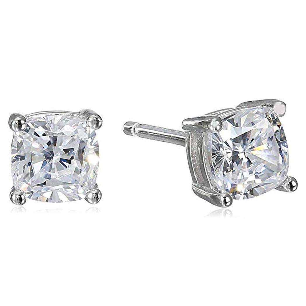 Hotstype Women Fashion Stud Earrings Exquisite Gorgeous Transparent Square Zircon Earring Stud