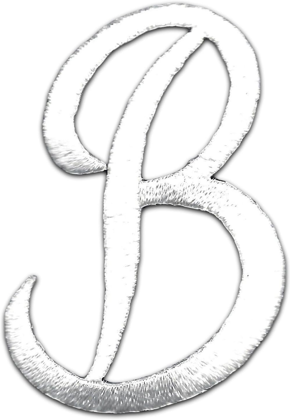 Crafts SCRIPT LETTERS WHITE SCRIPT LETTER "B" Iron On Embroidered