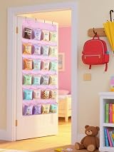 MISSLO Kids Over Door Shoe Organizer 24 Pockets Pink Breathable Mesh view 8