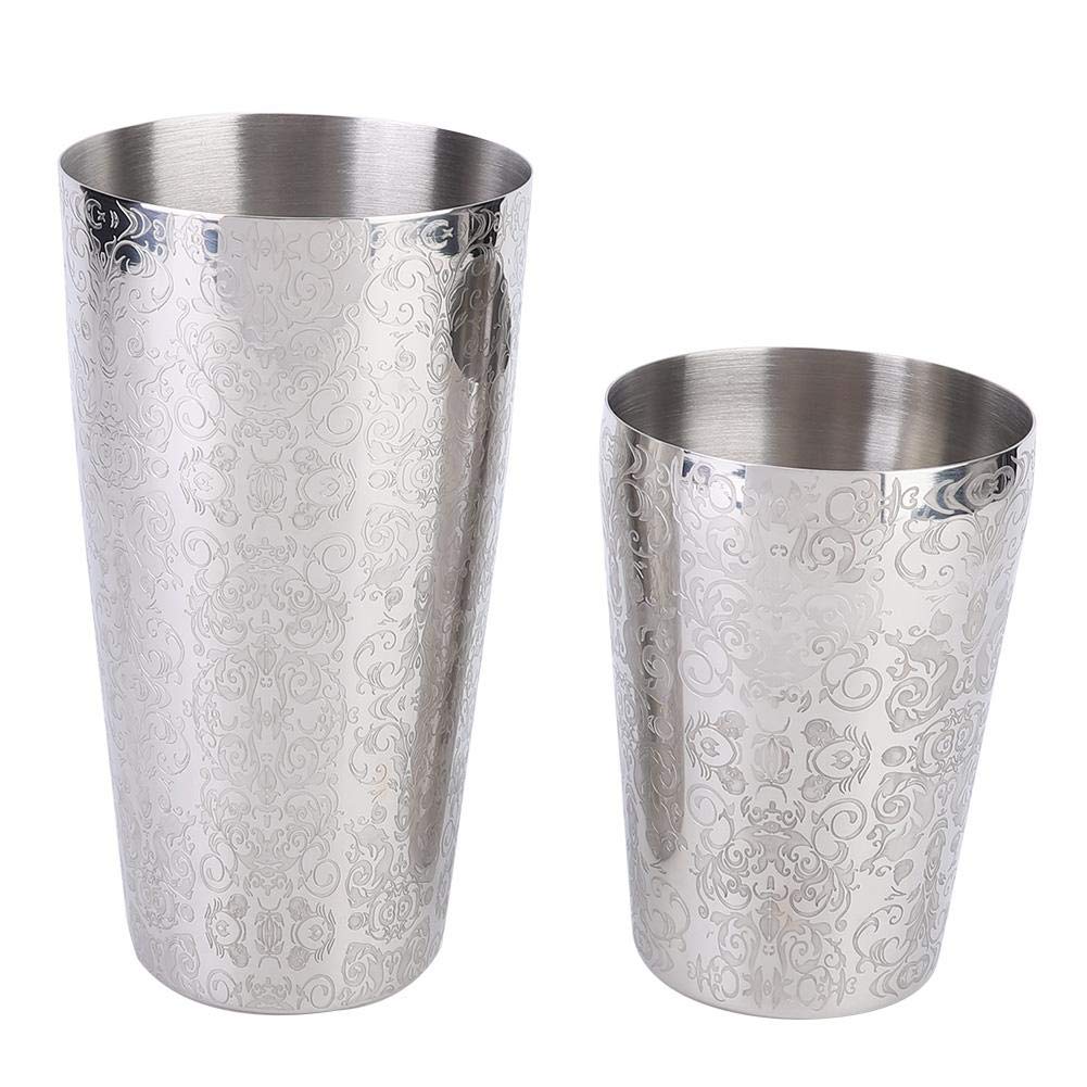 Cafopgrill Cocktail Shaker Set, Stainless Steel 304, Boston Shaker, 550ml & 820ml, Silver, 2 x Cups