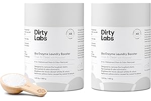 Dirty Labs | Scent Free | Bio Enzyme Laundry Booster | 2-Pack = 96 Loads | Hyper Concentrated | High Efficiency & Standard Machine Washer | Nontoxic, Biodegradable | Stain & Odor Removal Booster