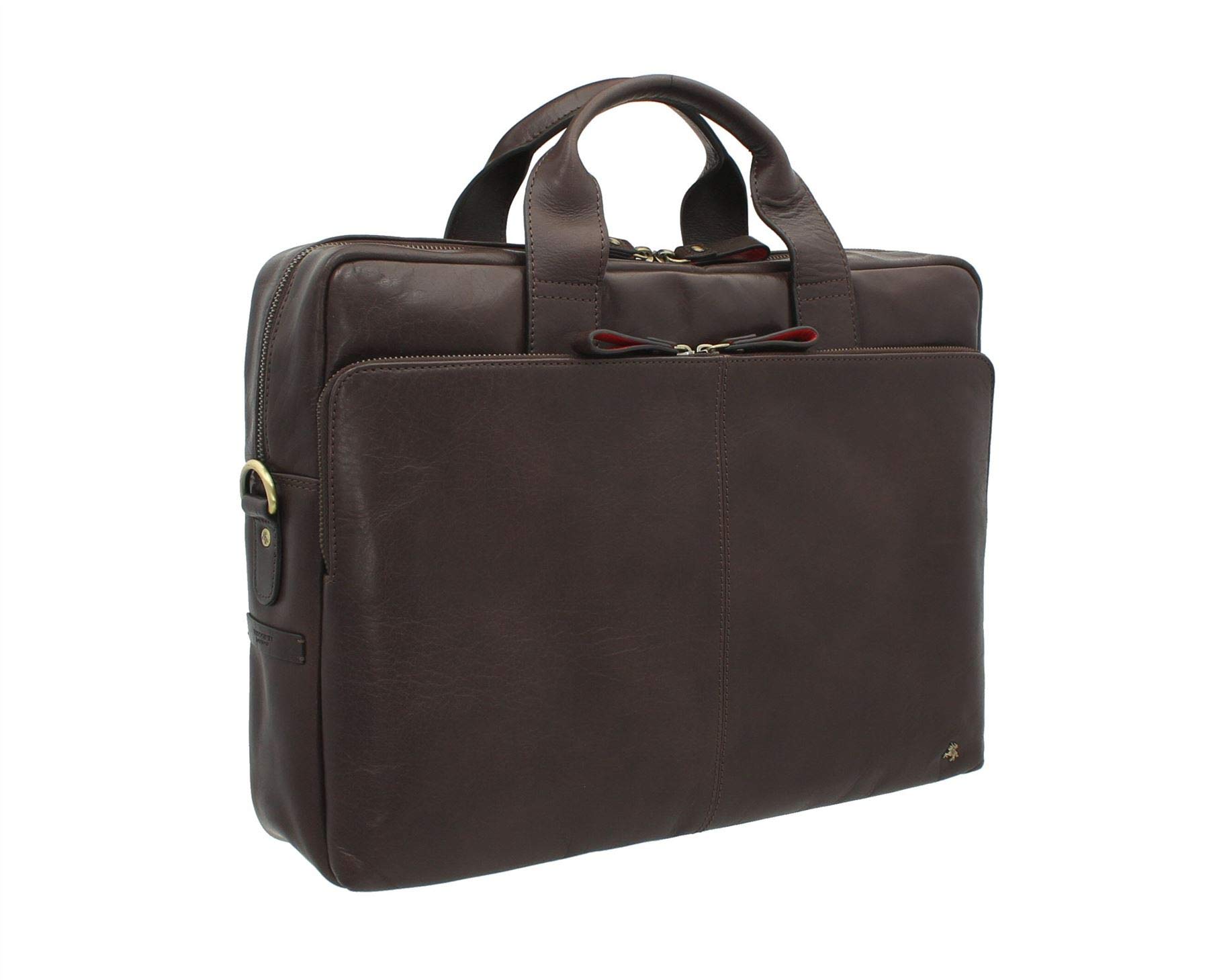 VISCONTI Merlin Range Leather Laptop Bag - Hugo 15 ML31 Brown