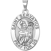 PicturesOnGold.com Saint Servatius Oval Religious Medal - 2/3 X 3/4 Inch Size of Nickel, Sterling Silver