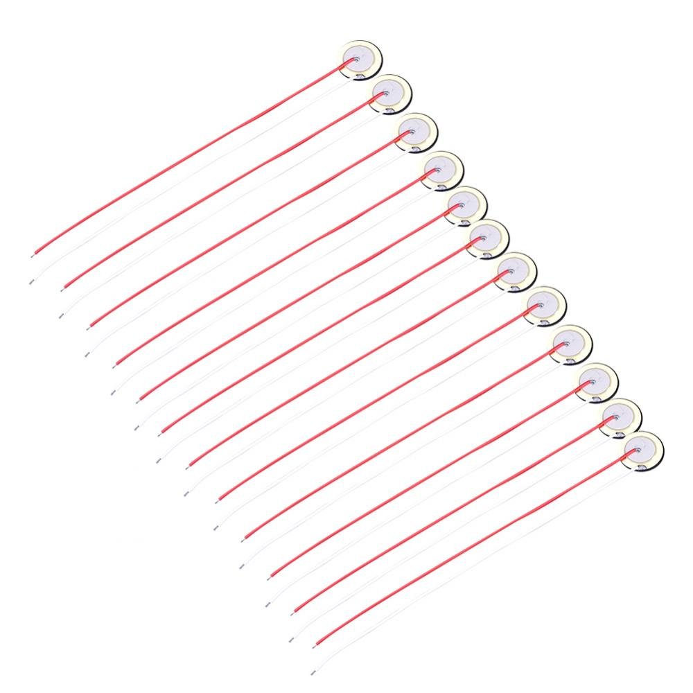6/10/18 Pcs Piezo Discs with Wires, 27mm Piezo Disc Element Sensor with Wire for Guitar Drum Trigger (12Pcs)