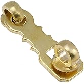 Chinflly Padlock Hasp Door Clasp, Light Brass Heavy Duty Latch Lock | 6.5cm, Solid Brass, with Screws, Classic Retro Look, for Barn Doors Cabinets Trunks