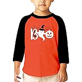 Remimi Unisex Kids Halloween Shirts 3/4 Sleeve Holiday Cute Graphic Tops 3-12 Years