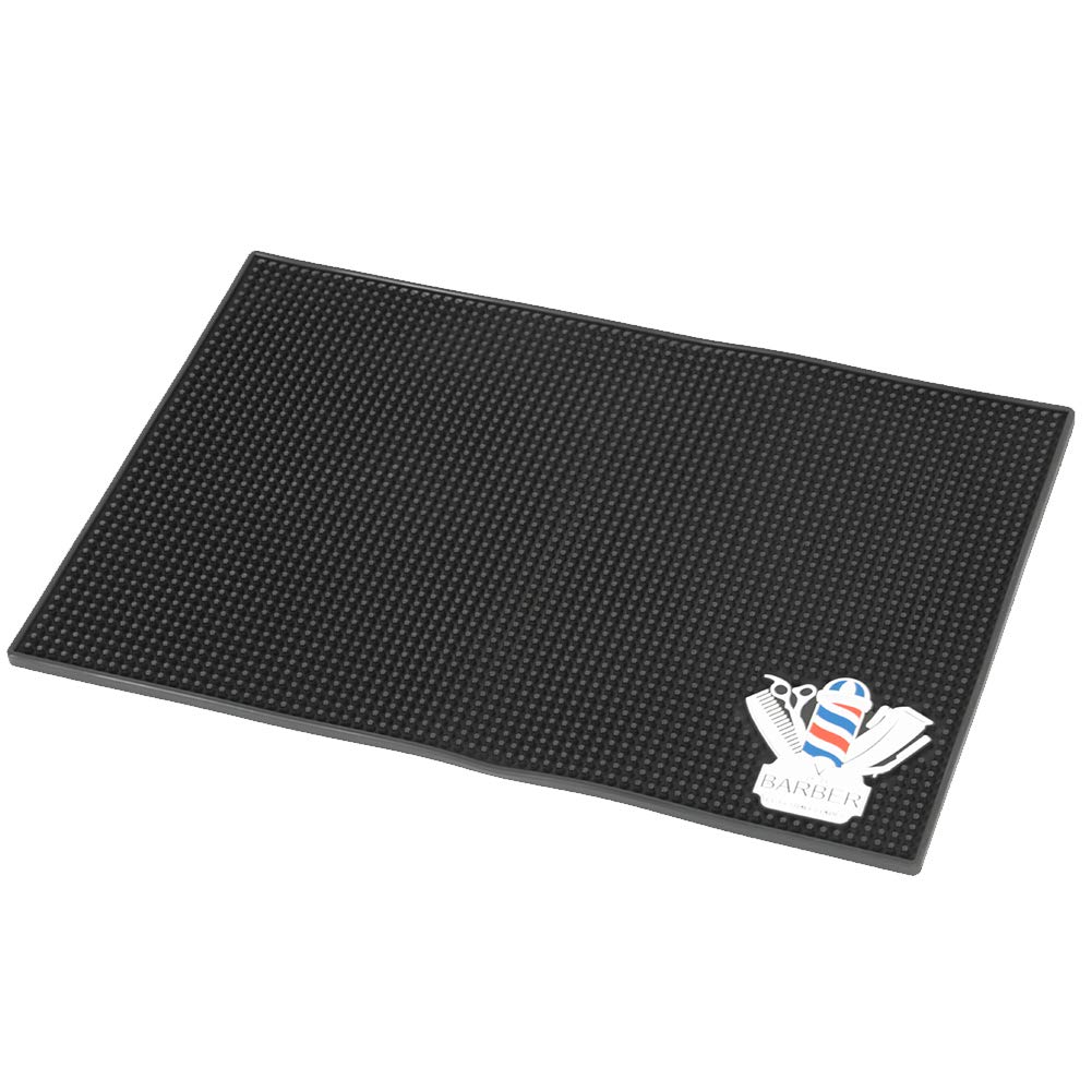 Barber Station Mat, 17.72 * 11.81" Silicone Dressing Table Flexible Non-Slip Elastic Salon Heat Resistant Mat Tray for Curling Irons Flat Irons Straighteners