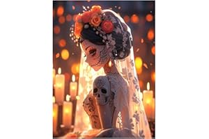 MXCFZX Paint by Number Kits for Adults Beginners, Easy Gothic Acrylic Skull Bride Adult Paint by Number Kits, DIY Watercolor Skeleton Paint by Numbers Kits on Canvas Without Home Wall Decor 12x16in