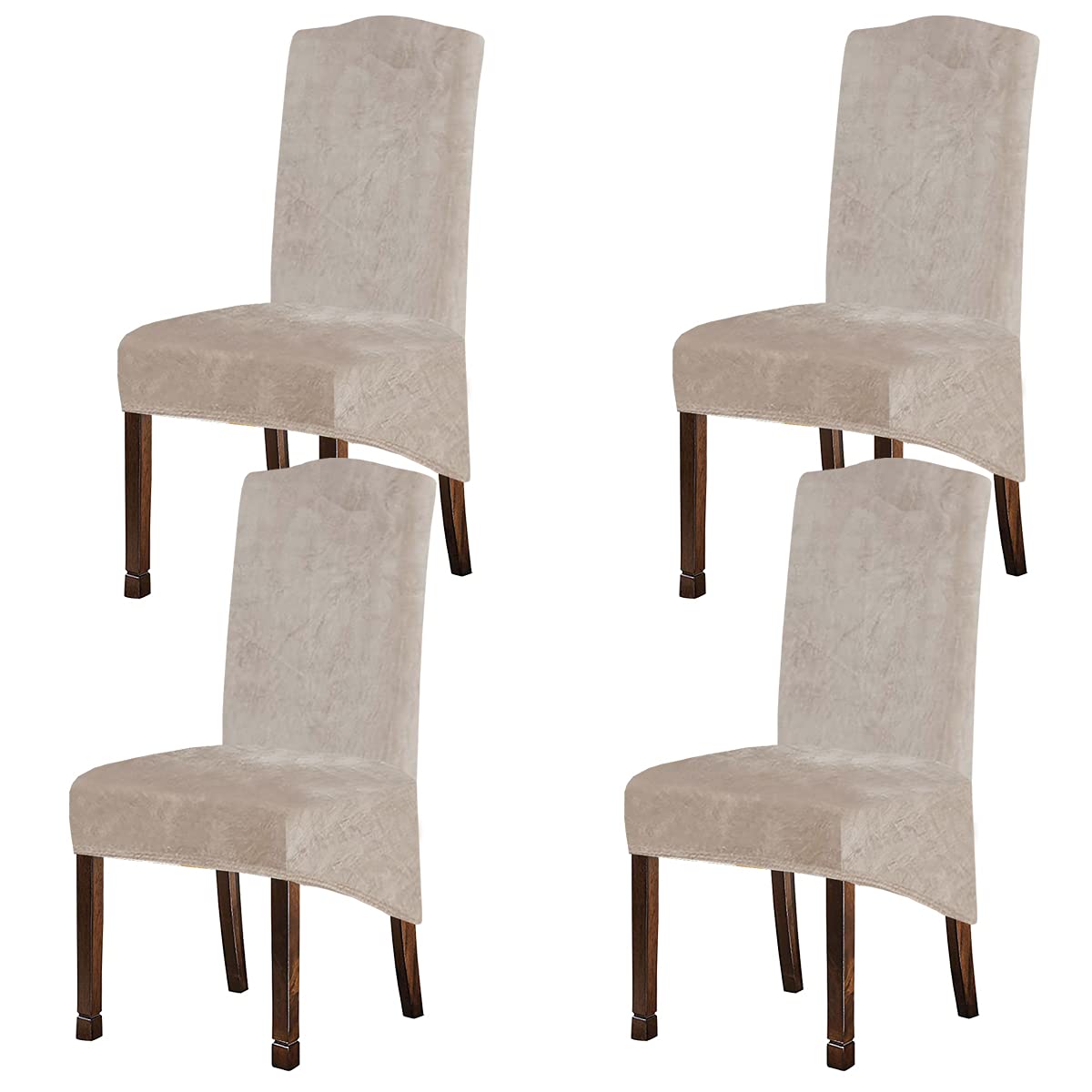 Photo 1 of KELUINA Velvet Plush XL Dining Chair Covers, Stretch Chaircover, Spandex High Chairs Protector Covers Seat Slipcover with Elastic Band for Dining Chairs (Tauqe 1, Set of 4)