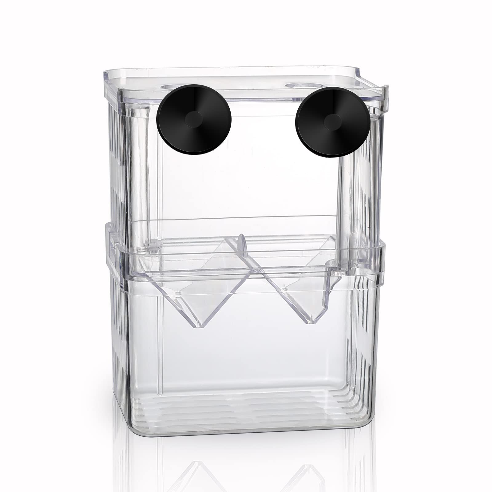 Aquarium Fish Tank Hatchery Incubator Breeding Box, Acrylic White Breeder Isolation Divider Hatching Boxes Accessory Small Baby Fishes Shrimp Clownfish Guppy (10x7x12.8 cm)