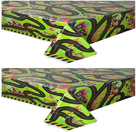 Construction Truck Birthday Plastic Tablecloth, 2 Pack